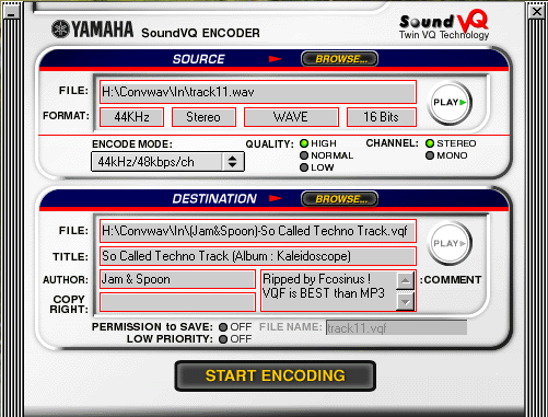 Cliquez ici pour t�l�charger l'encodeur wav->vqf